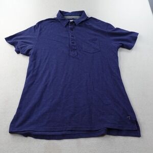 Relwen Polo Shirt Mens XL Blue Short Sleeve Cotton Pocket Preppy Golf
